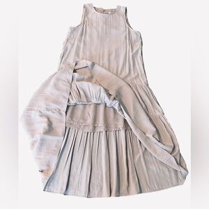 Joy Joy Champagn Supercute Sparkly Flowy Maxi Length Lined Sleeveless Dress Sz S